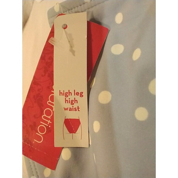 Xhilaration Women's Bikini Bottom High Waist High Leg White Polka Dot XL - Picture 10 of 10